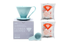 Load image into Gallery viewer, Gift Set | CAFEC Cup 4 Big Pour-Over Flower Dripper | CFD-4BLUE + 2packs of AC4-100W