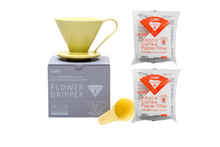 Load image into Gallery viewer, Gift Set | CAFEC Cup 4 Big Pour-Over Flower Dripper | CFD-4YELLOW + 2packs of AC4-100W