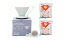 Load image into Gallery viewer, Gift Set | CAFEC Cup 4 Big Pour-Over Flower Dripper | CFD-4WHITE + 2packs of AC4-100W