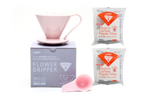 Load image into Gallery viewer, Gift Set | CAFEC Cup 4 Big Pour-Over Flower Dripper | CFD-4PINK + 2packs of AC4-100W