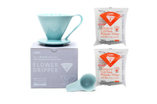 Load image into Gallery viewer, Gift Set | CAFEC Cup 4 Big Pour-Over Flower Dripper | CFD-4BLUE + 2packs of AC4-100W
